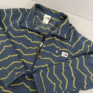 The North Face Gordon Lyons 1/4 Zip Fleece Mens Small Blue Zig Zag‎ Mountain